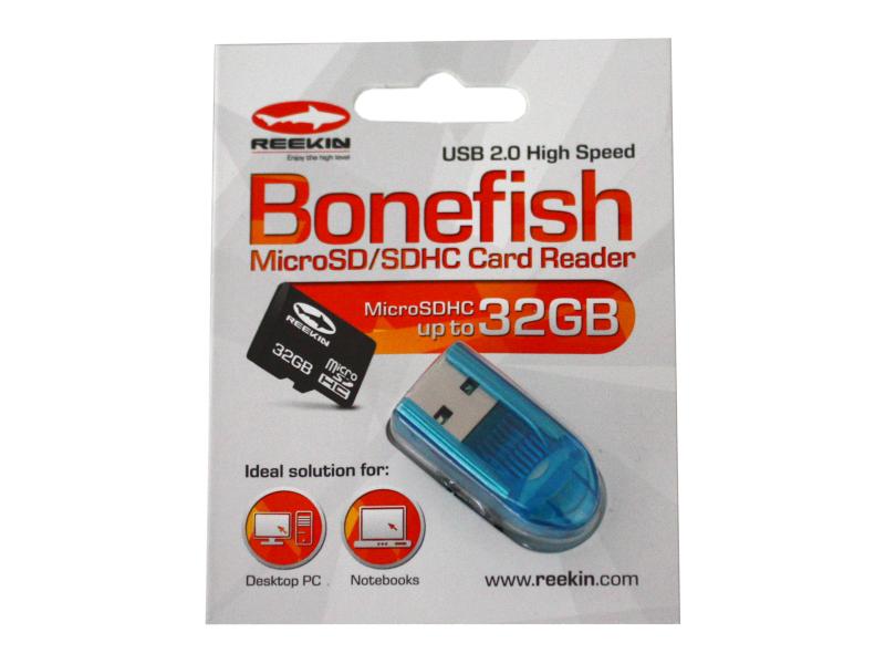 Reekin Bonefish USB 2.0 Memory Card Reader for microSDHC, Blue